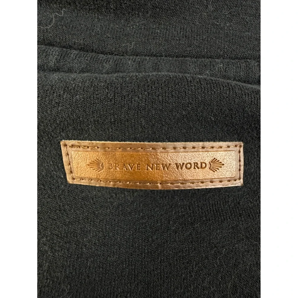Naketano‎ Large Hoodie Cowl Neck Navy Cotton Blend Faux Leather Patch
